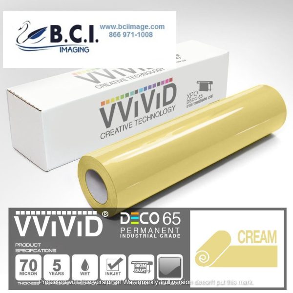 Vvivid Vinyl Others DECO65 Gloss Cream Permanent Craft Film