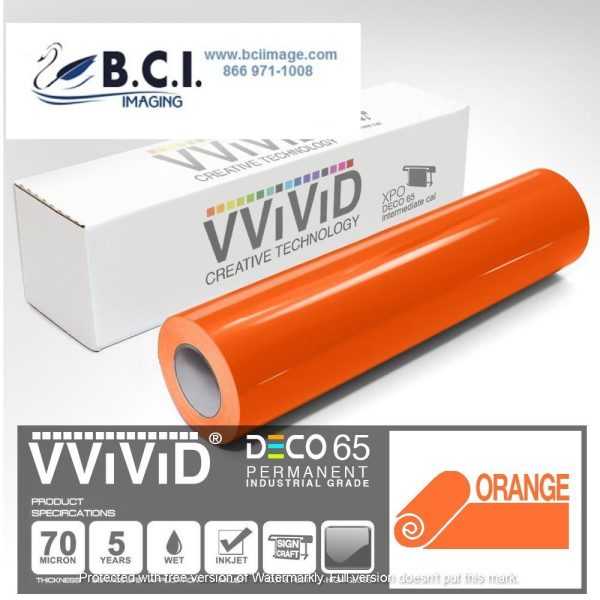 Vvivid Vinyl Others DECO65 Gloss Orange Permanent Craft Film