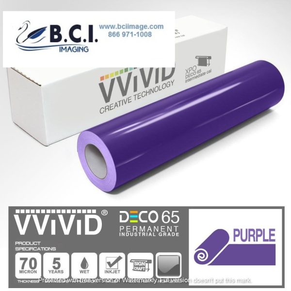 Vvivid Vinyl Others DECO65 Gloss Purple Permanent Craft Film