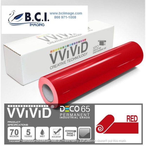 Vvivid Vinyl Others DECO65 Gloss Red Permanent Craft Film