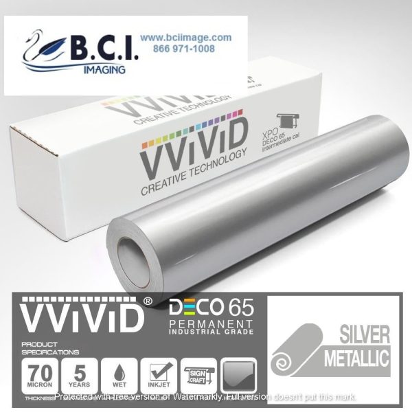 Vvivid Vinyl Others DECO65 Gloss Silver Metallic Permanent Craft Film