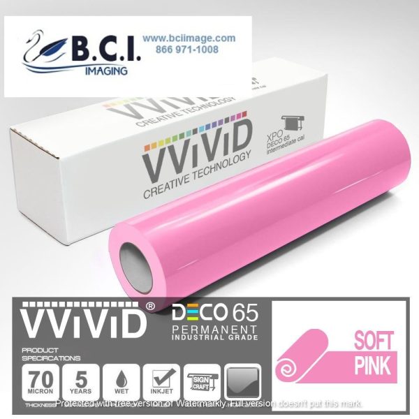 Vvivid Vinyl Others DECO65 Gloss Soft Pink Permanent Craft Film