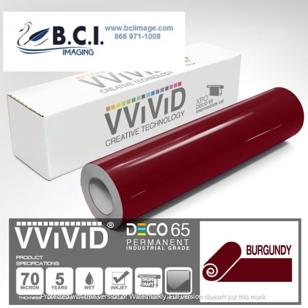 Vvivid Vinyl Others DECO65 Gloss Burgundy Permanent Craft Film