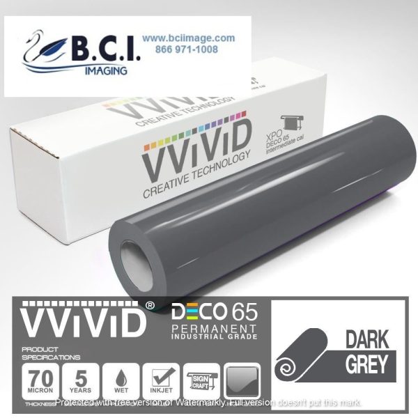 Vvivid Vinyl Others DECO65 Gloss Dark Grey Permanent Craft Film