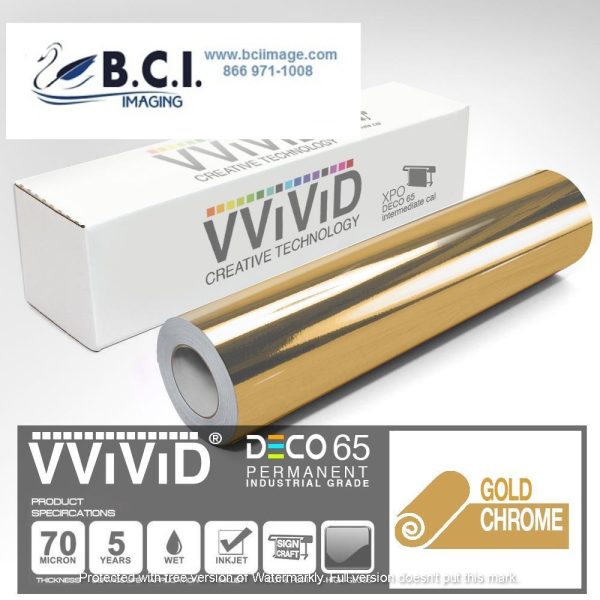 Vvivid Vinyl Others DECO65 Gloss Gold Chrome Permanent Craft Film