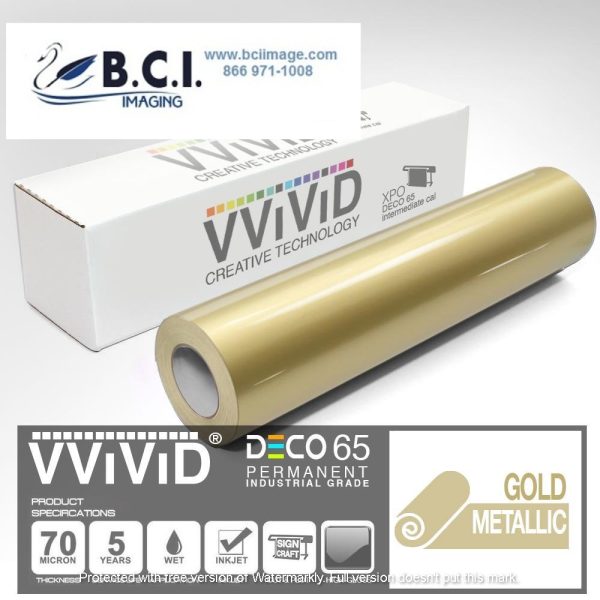 Vvivid Vinyl Others DECO65 Gloss Gold Metallic Permanent Craft Film