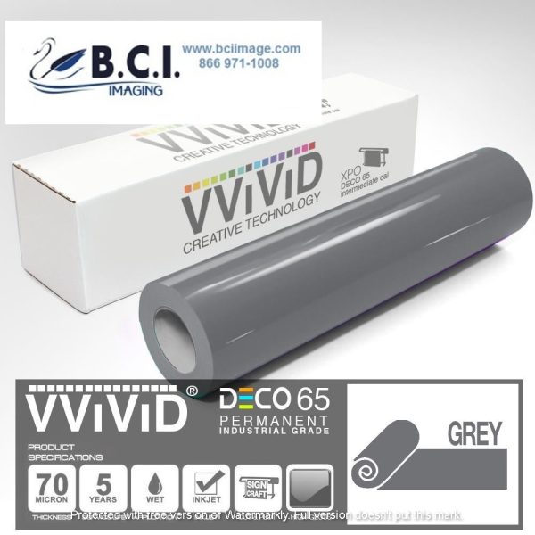 Vvivid Vinyl Others DECO65 Gloss Grey Permanent Craft Film