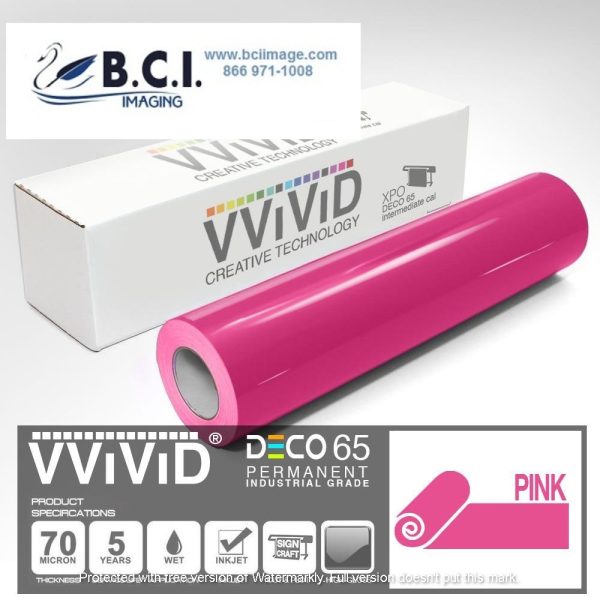 Vvivid Vinyl Others DECO65 Gloss Pink Permanent Craft Film