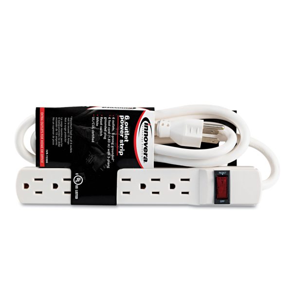 Power Strip, 6 Outlets, 6 ft Cord, Ivory - Image 3