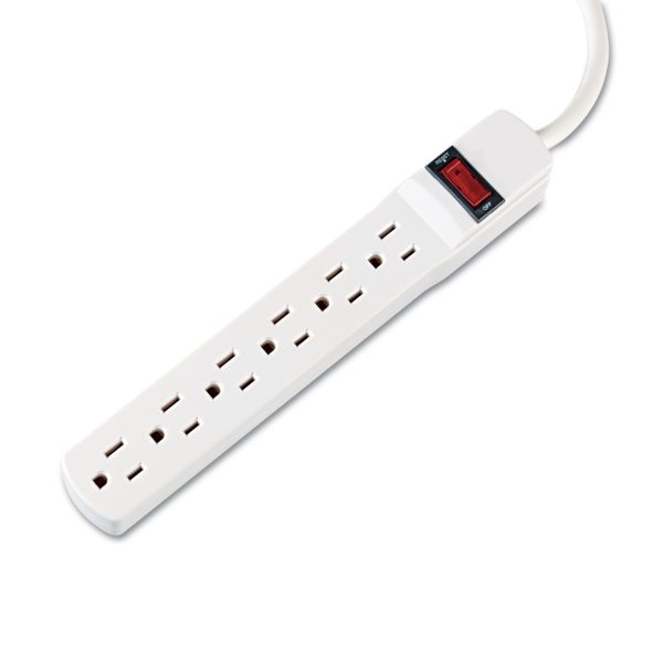 Power Strip, 6 Outlets, 6 ft Cord, Ivory - Image 2