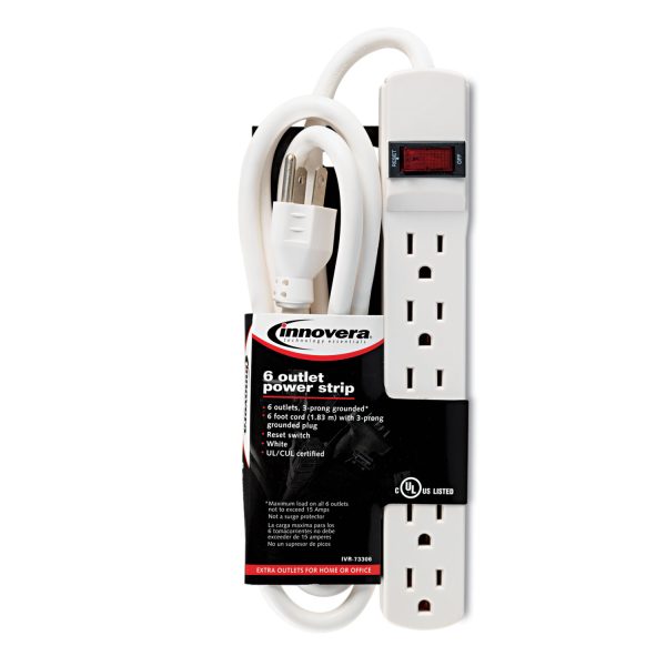 Power Strip, 6 Outlets, 6 ft Cord, Ivory - Image 4