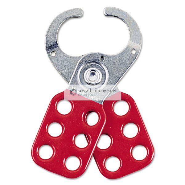 Steel Lockout Hasp, Steel/Vinyl, 2.37", Silver/Red