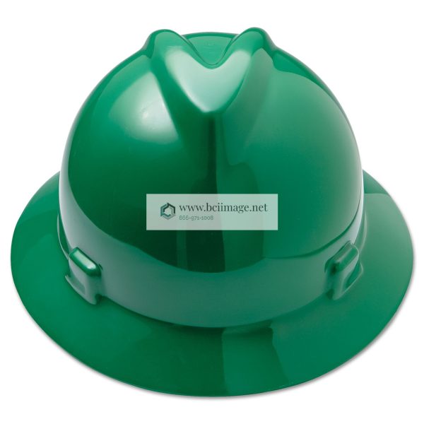 V-Gard Full-Brim Hard Hats, Ratchet Suspension, Size 6.5 to 8, Green - Image 5