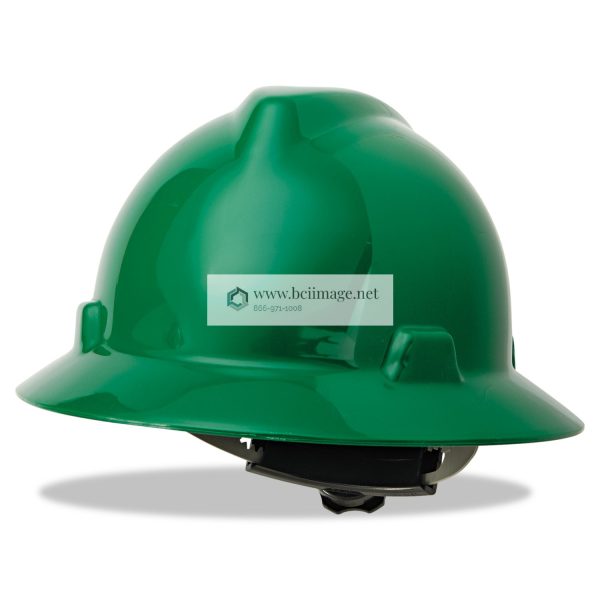 V-Gard Full-Brim Hard Hats, Ratchet Suspension, Size 6.5 to 8, Green - Image 4