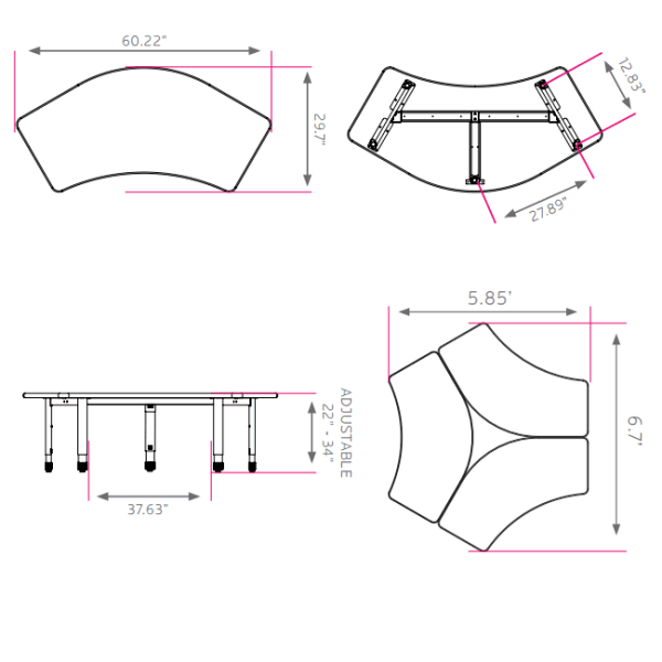 Classroom Set- 6 Flavors 18'' (5th-Adult) Chairs & 2 Crescent 60'' Tables by Smith System,04157/2/11849/6 - Image 11