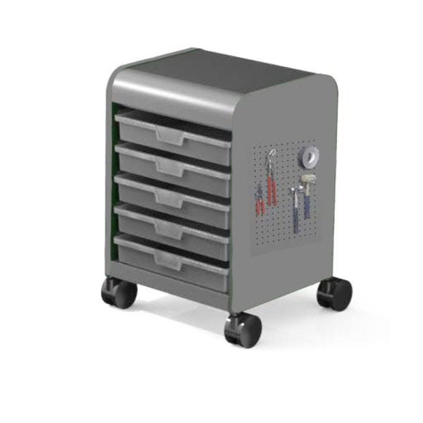 Cascade Storage Cabinet with Peg Board Panel (Mini Case Open w/Five 3'' EW Totes) by Smith System, 110005000HP