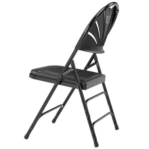 Fan Back Polyfold Folding Chair- 4 Pack ( Black Plastic/Black Frame ) by National Public Seating, 1110 - Image 3