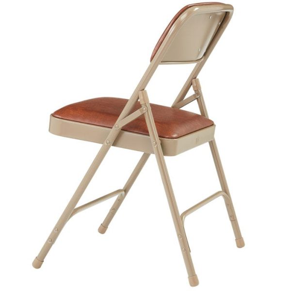 Padded Folding Chair- 4 Pack (Brown Vinyl / Beige Frame) by National Public Seating, 1203 - Image 3