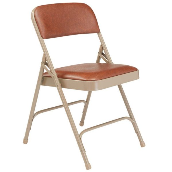 Padded Folding Chair- 4 Pack (Brown Vinyl / Beige Frame) by National Public Seating, 1203 - Image 2