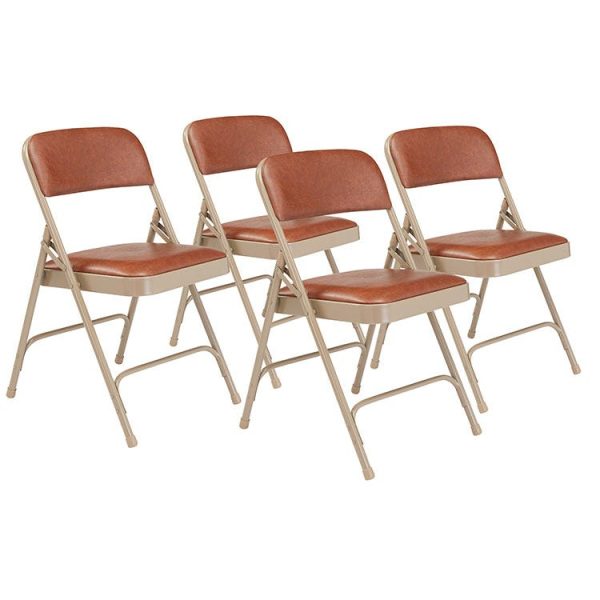 Padded Folding Chair- 4 Pack (Brown Vinyl / Beige Frame) by National Public Seating, 1203