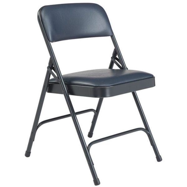 Padded Folding Chair- 4 Pack (Midnight Blue Vinyl / Char Blue Frame) by National Public Seating, 1204 - Image 2