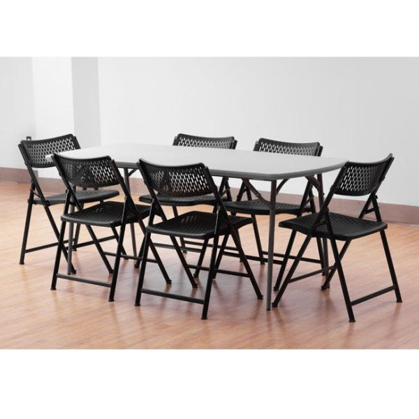 Airflex Folding Chair- Black- 4 Pack by National Public Seating, 1410 - Image 4