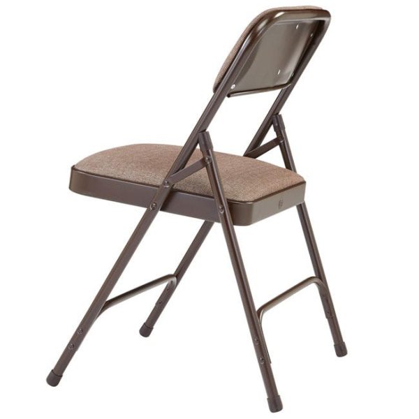 Padded Folding Chair W/ Double Hinge- 4 Pack ( Walnut Fabric W/ Brown Frame) by National Public Seating, 2207 - Image 3