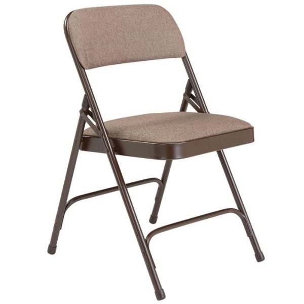 Padded Folding Chair W/ Double Hinge- 4 Pack ( Walnut Fabric W/ Brown Frame) by National Public Seating, 2207 - Image 2