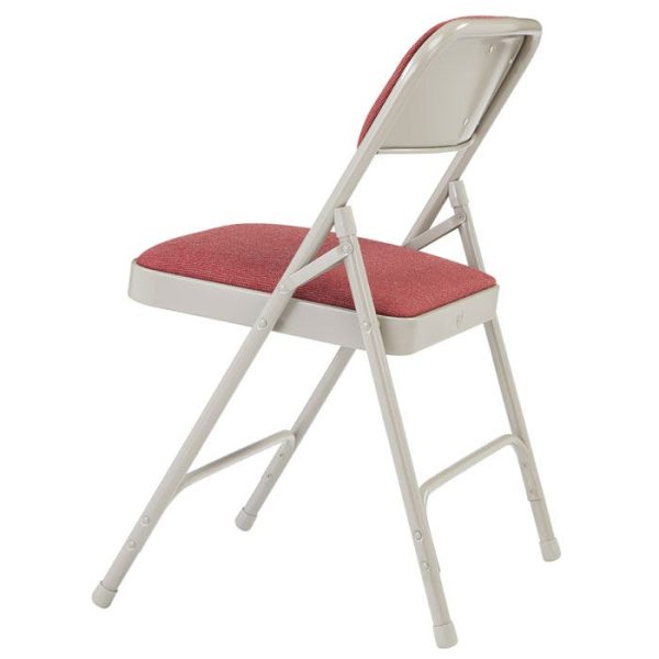 Padded Folding Chair W/ Double Hinge- 4 Pack ( Cabernet Fabric W/ Gray Frame) by National Public Seating, 2208 - Image 3
