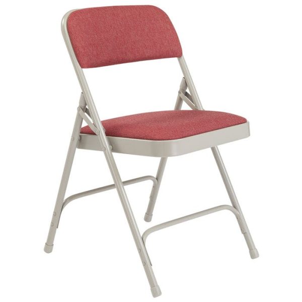 Padded Folding Chair W/ Double Hinge- 4 Pack ( Cabernet Fabric W/ Gray Frame) by National Public Seating, 2208 - Image 2