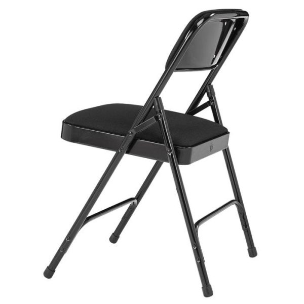 Padded Folding Chair w/ Double Hinge- 4 Pack ( Black Fabric w/ Black Frame) by National Public Seating, 2210 - Image 3