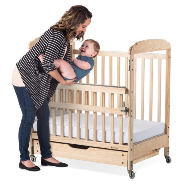 Next Gen Serenity SafeReach Side Gate Compact Crib - Mirrored (One End) Natural by Foundations, 2543040 - Image 5