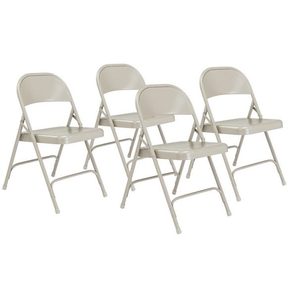 Round Back Folding Chair- 4 Pack ( Gray ) by National Public Seating, 52