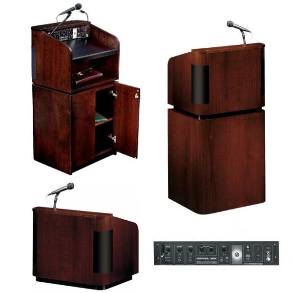 Wood Veneer Contemporary Sound Tabletop Lectern and Base by Oklahoma Sound, 950/901 - Image 3