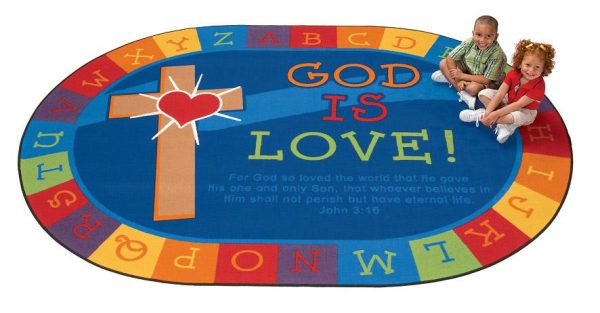 God is Love ValuePlus Learning Rug (6' x 9' Oval) by Carpets for Kids, 83006