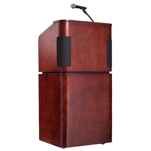 Wood Veneer Contemporary Sound Tabletop Lectern and Base by Oklahoma Sound, 950/901