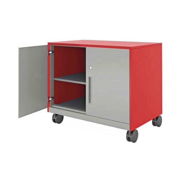 Hutch Mobile Metal Storage - Mobile Metal Storage Cabinet with Shelves and Doors (30'' H) by Allied Plastics, MMS30SD