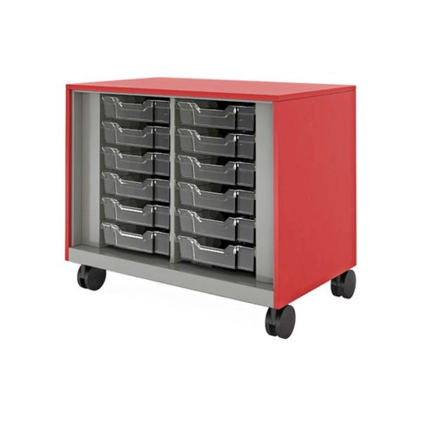 Hutch Mobile Metal Storage - Mobile Metal Storage Cabinet with Totes (30'' H) by Allied Plastics, MMS30T