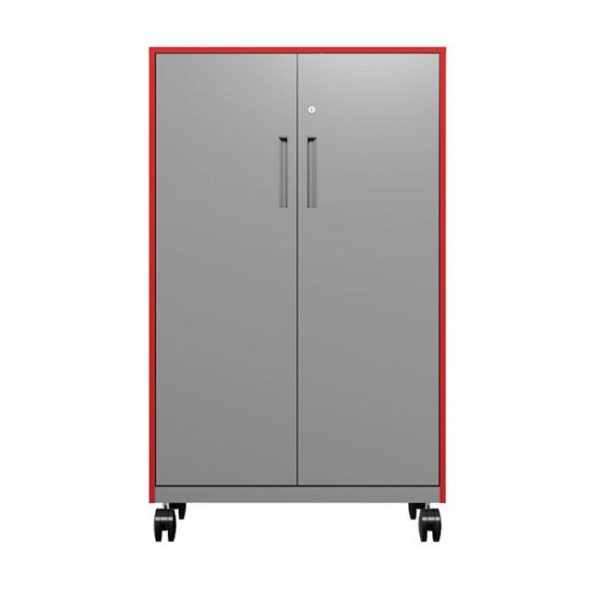 Hutch Mobile Metal Storage - Mobile Metal Storage Cabinet with Shelves and Doors (60'' H) by Allied Plastics, MMS60SD - Image 4