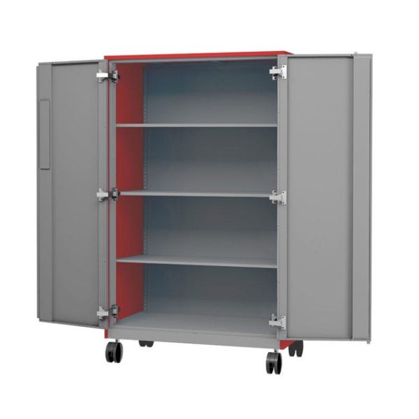 Hutch Mobile Metal Storage - Mobile Metal Storage Cabinet with Shelves and Doors (60'' H) by Allied Plastics, MMS60SD