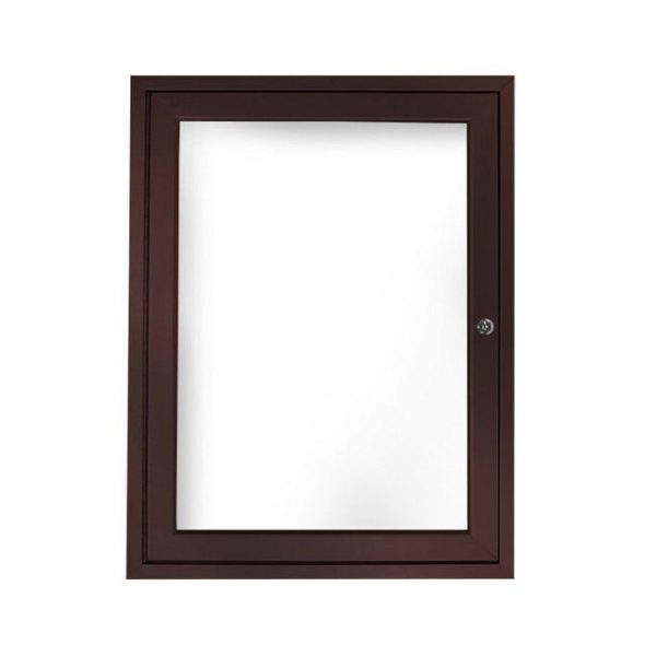 Aluminum Frame Indoor Enclosed WhiteBoard 24''H X 18''W- 1 Door (Bronze) by Ghent, PB12418M-M1