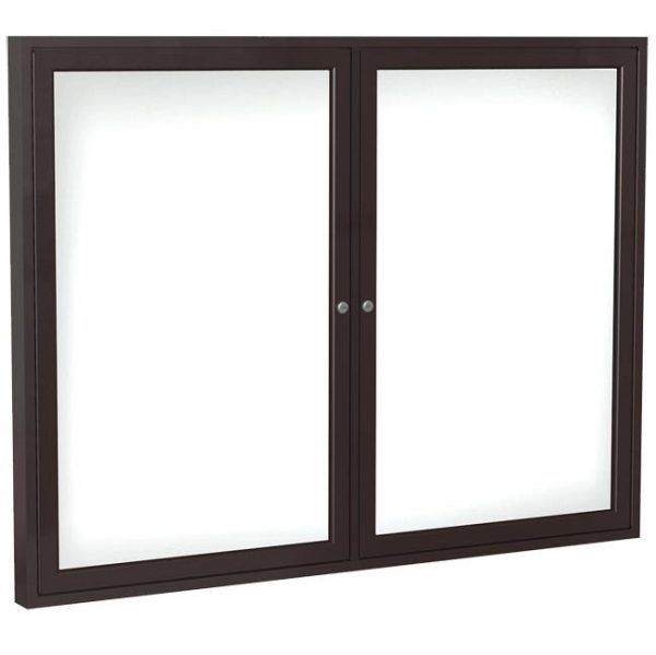 Aluminum Frame Indoor Enclosed WhiteBoard 36''H X 60''W- 2 Doors (Bronze) by Ghent, PB23660M-M1