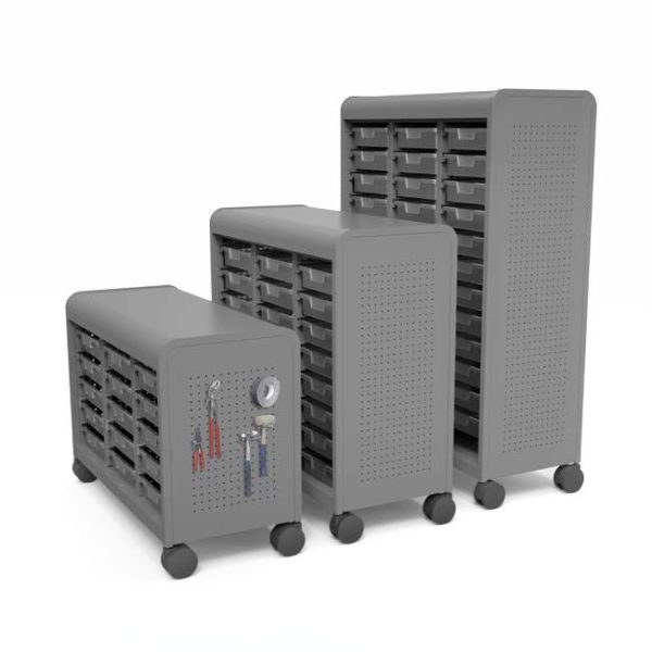Cascade Storage Cabinet with Peg Board Panel (Mini Case Open w/Five 3'' EW Totes) by Smith System, 110005000HP - Image 3