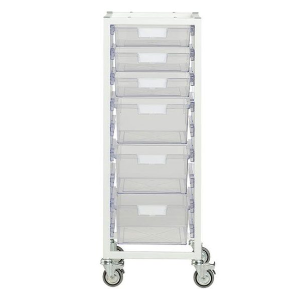 Antimicrobial Nimble Tower Cart (3) Single Depth &(3) Double Depth Trays - Clear by Certwood, CE2097AXX-3S3DCL