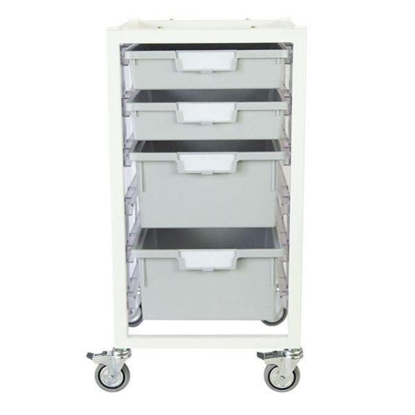 Antimicrobial Nimble Cart (2) Single Depth &(2) Double Depth Trays - Light Gray by Certwood, CE2100AXX-2S2DLG