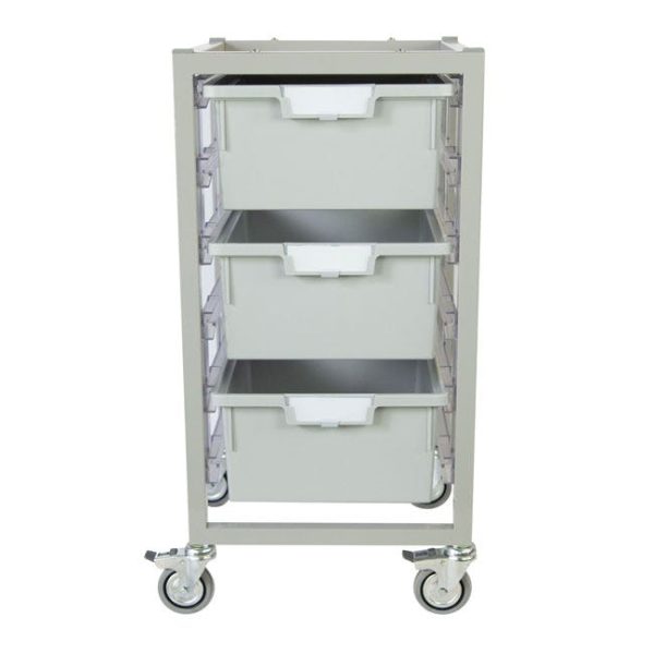 Antimicrobial Nimble Cart (3) Double Depth Trays - Light Gray by Certwood, CE2100ALG-3DLG