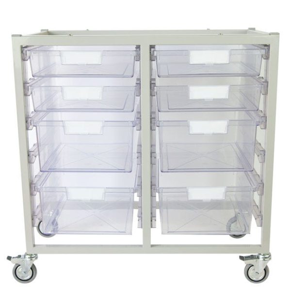 Antimicrobial Swift Cart (4) Single Depth &(4) Double Depth Trays - Clear by Certwood, CE2101AXX-4S4DLG