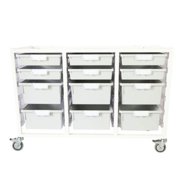 Antimicrobial Class Act Cart (6) Single Depth &(6) Double Depth Trays - Light Gray by Certwood, CE2106AXX-6S6DLG