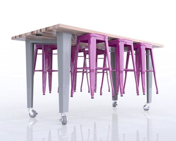 IDEA Island with Electrical Station and 8 Stools (42'' H) by CEF, ID42-8 - Image 9