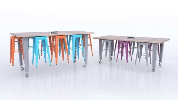 IDEA Island with Electrical Station and 8 Stools (42'' H) by CEF, ID42-8 - Image 7